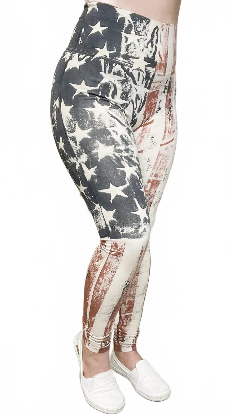 NEW T-PARTY to the stars high-rise leggings in distressed american flag and stri
